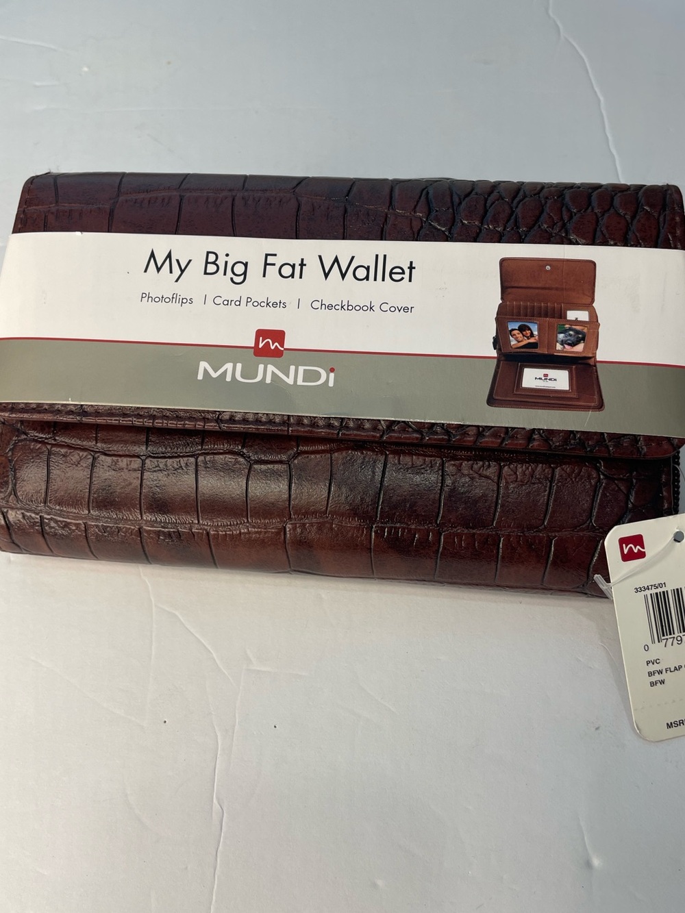 mundi Croc-Embossed Wallet in Dark Brown NWTs
